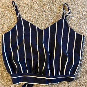 Cropped navy striped tank top